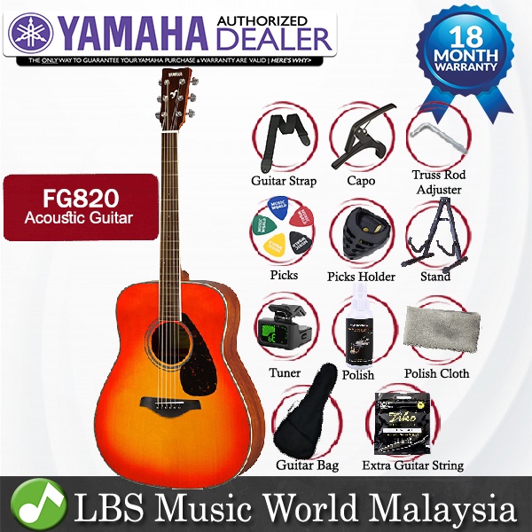 Yamaha FG820 44" เมื่อซื้อ Solid Spruce Top Acoustic Guitar Autumn Burst (FG 820)