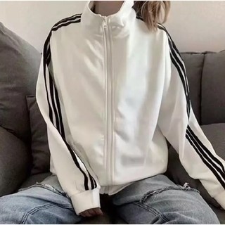 GK# Side Striped Plain Jacket for Women with Zipper Summer Unisex Coat