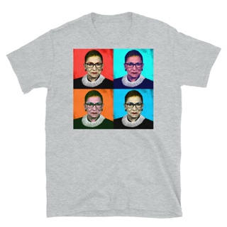 เสื้อยืดสีขาว เสื้อยืดวินเทจ เสื้อยืด พิมพ์ลาย Ruth Bader Ginsburg Rbg Andy Warhol สไตล์ป๊อปอาร์ต