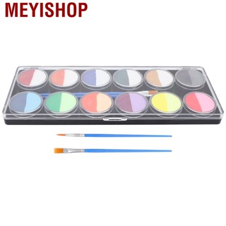 Meyishop 12pcs 10g Face Body Painting Kit 2 Brushes Cosplay Makeup Pigment Set