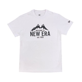 เสื้อคู่วินเทจ เสื้อโอเวอร์ไซ เสื้อยืดแขนสั้นสีขาว New Era Outdoor Mountain เสื้อยืดสีขาวผู้หญิง Tee