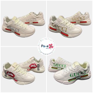 💥 รองเท้าผ้าใบหนังนิ่มเบาใส่สบาย gucci (สีขาว,สีครีม) sz.36-45 **มีเก็บเงินปลสยทาง**