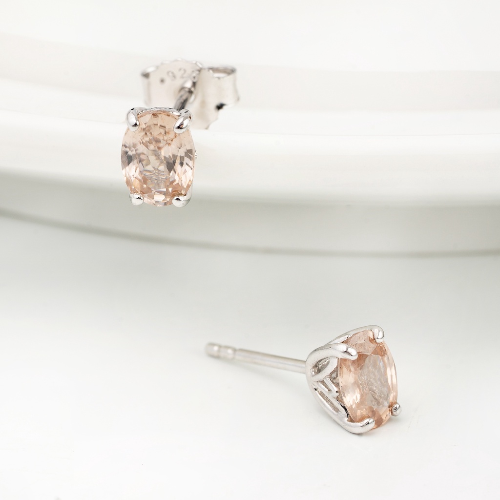 AR-Kang Collection* AKE1401 ต่างหูเงินแท้ Brown Zircon (เงินแท้92.5%)