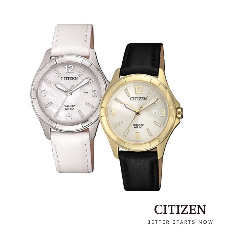 CITIZEN EU6080-07D / EU6082-01A Leather Lady Watch Quartz (นาฬิกาผู้หญิงระบบถ่าน)