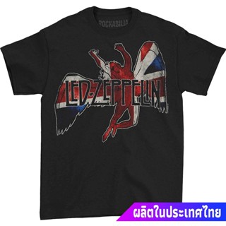 เสื้อทหาร เสื้อยืดเด็กผช เยาวชน Led Zeppelin Mens Icarus Flag Slim-Fit T-Shirt sale เสื้อยืดผ้าฝ้าย