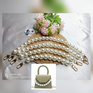 สายมุก/สายกระเป๋ามุก/สายกระเป๋าแบบถือมุกเม็ดใหญ่ขนาด20มิลความยาว45cm.พร้อมส่งจากไทยสินค้าไทยอะไหล่ทองงานเกรดA