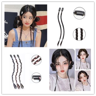 Cod Qipin 1PC Y2k Wig Braid Ponytail Synthetic Sweet Cool Spice Highlights Dreadlocks Girl Bangs Twist Braid Wig Piece with Plated BB Clips Accessories