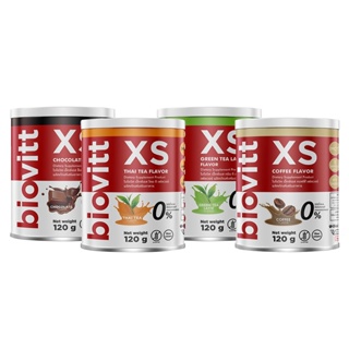 [รับประกันความอร่อย] biovitt XS เครื่องดื่มเพื่อสุขภาพ แคลน้อย รสช็อคโกแลต / ชาไทย / ชาเขียว /กาแฟ | 120 กรัม