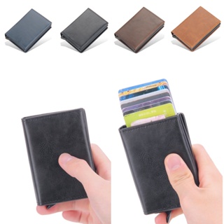 กระเป๋าใส่บัตร Rfid Blocking Wallet ผู้ถือบัตรเครดิต Minimalist คลิปหนีบเงินอัจฉริยะ