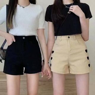 พิเศษโค้ชลดเพิ่ม 30 บาท กางเกงยีน Big size ขาสั้นผู้หญิง ปักหัวใจ ซิบหน้า ไซส์ใหญ่