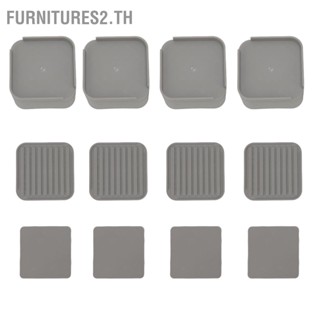 Furnitures2.Th แผ่นยางยกเฟอร์นิเจอร์ โซฟา เตียง ทรงสี่เหลี่ยม ขนาด 2 นิ้ว สีเทา สําหรับบ้าน 4 ชิ้น