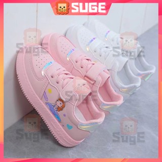 【Suge】รองเท้าผ้าใบลําลอง ลายการ์ตูน ระบายอากาศ สีขาว เหมาะกับการวิ่งเล่นกีฬา แฟชั่นสําหรับเด็ก