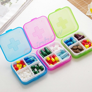 Rainbow กล่องยา มินิ กล่องสีสันลูกกวาด หลายช่อง กล่องยาแบบพกพา Cross-packing pill box