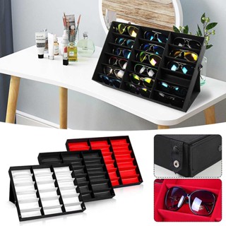 กล่อง กล่องใส่แว่นตา 18 ช่อง กล่องเก็บแว่นตา ที่ใส่แว่นตา 18 Grids Eyeglass Sunglasses Glasses Storage Case