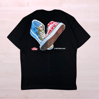 A BATHING APE เสื้อยืดแขนสั้น พิมพ์ลาย APE BAPE X VANS KAOS BAJU SK8 สีขาว