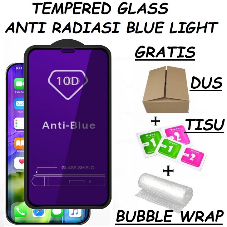 TEMPERED GLASS ANTI BLUE VIVO Y55 5G Y73S Y72 5G Y52 Y52S ANTI RADIATION BLUE LIGHT GLOSSY FULL COVE