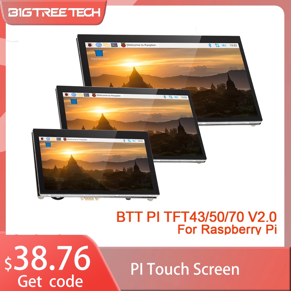 หลังการขายBIGTREETECH BTT PITFT50 PITFT70 PITFT43 V2.0 Touch Screen For Raspberry Pi 3 3B Plus 4B Model B Octoprint DSI #8