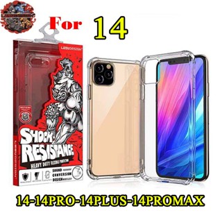 Shock LEEU DESIGN สำหรับ iPHONE 14-14PRO-14PLUS-14PROMAX คุณภาพโครตดี เคสใสกันกระแทก ยักษ์แดง ขอบนิ่ม พร้อมส่ง 006