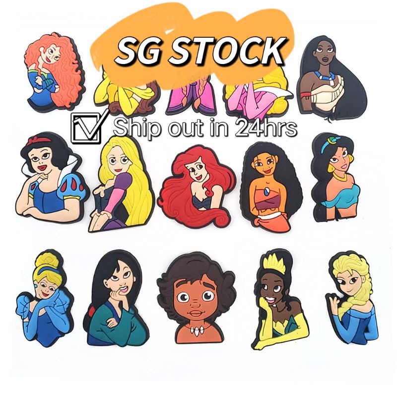 [ผู้ขาย Sg]croc Jibitz Disney Princess รองเท้า Charms pins