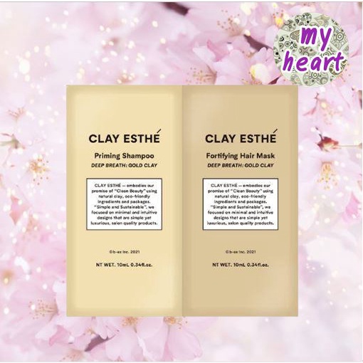 Clay Esthe Priming Shampoo+Fortifying Hair Mask (Pink,Gold) 10/10 ml แชมพู มาส์ก สูตรดูแลหนังศรีษะมัน คัน และรังแค