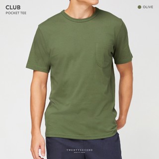 TWENTYSECOND เสื้อยืดแขนสั้น รุ่น CLUB POCKET TEE (Oversized fit) - สีเขียว / Olive