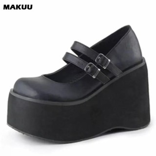 ใหม่ รองเท้าแพลตฟอร์ม Mary Janes น่ารัก สไตล์โกธิค พังก์ โลลิต้า สําหรับผู้หญิง