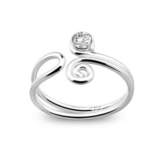 Silver thai Silver Spiral with Single Crystal Design Toe Ringเกลียวเงินพร้อมแหวนนิ้วเท้าดีไซน์คริสตัลเดี่ยว