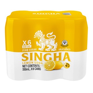 สิงห์ เลมอนโซดา ไม่มีน้ำตาล 330ml ยกแพ็ค 6กระป๋อง SINGHA LEMON SODA NO SUGAR