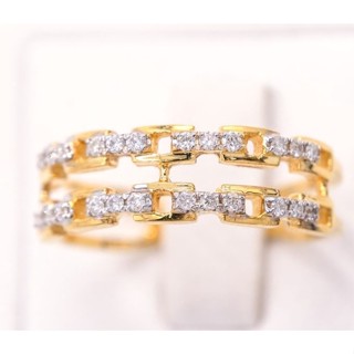 Happy jewelry แหวนเพชร แหวนแถวโซ่ เพชรสวยๆ เก๋ๆ แหวนทองเพชรแท้ ทองแท้ 37.5% ME871