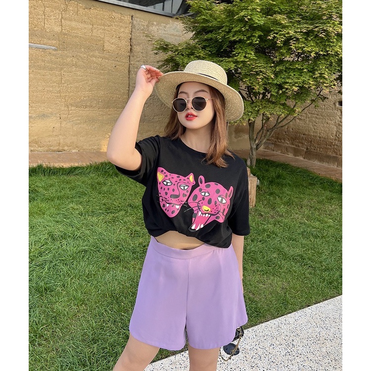 CiCi Plus+(807)กางเกงขาสั้นเอวสูงสม็อคหลัง ซิปข้าง มีกระเป๋า2ข้างทรงสวย เก็บพุงสาวอวบอ้วน พลัสไซส์ - รูปที่ 2