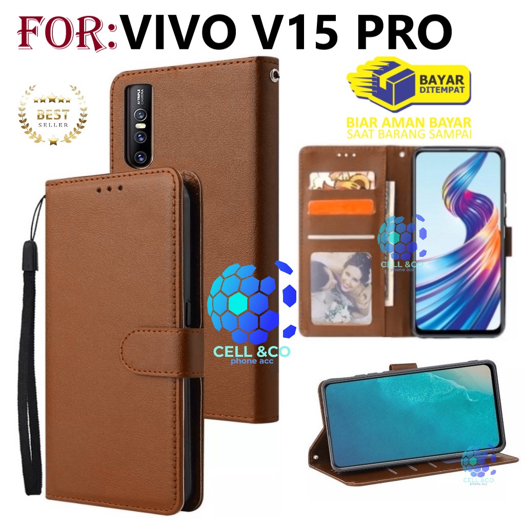 VIVO V15 PRO CASE FLIP LEATHER WALLET PREMIUM FLIP CASE OPEN CLOSE HP CASE FLIP CASE WALLET VIVO V15