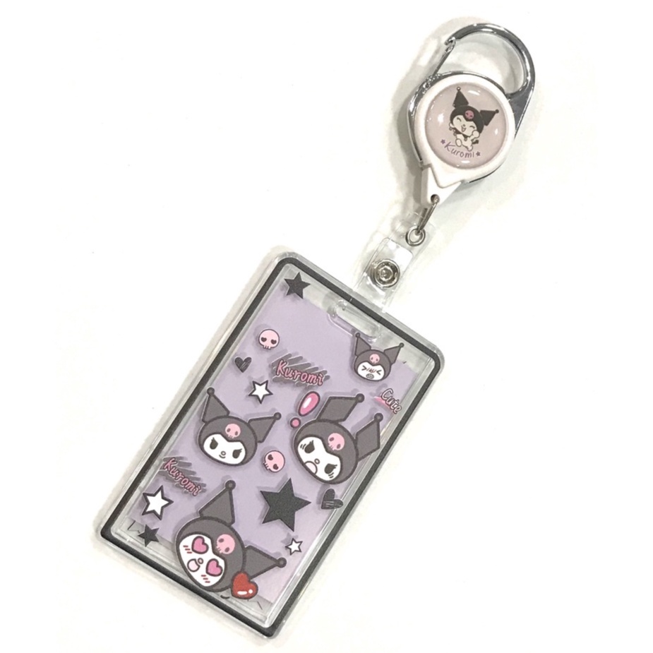 KUROMI ที่ใส่บัตร ที่ห้อยบัตร พร้อมที่ใส่บัตร สายห้อยดึงยืดออก โยโย่ มีก้ามปูสวยงาม ที่ใส่บัตรขนาด5.5x8.5CM BY MANOPNEST