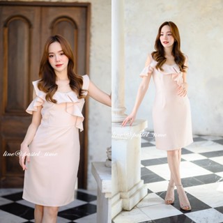 Liese Ruffle Dress : สีครีม [Made by Pastel Time]