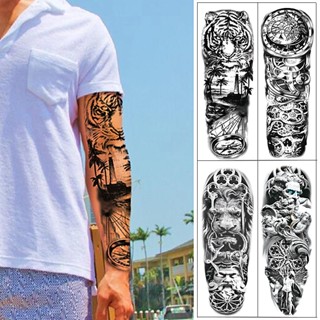 Waterproof Temporary Tattoo Sticker Tiger Full Arm Large  Sleeve Tatoo Fake Flash Tattoos for Men Women