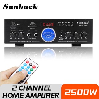 Sunbuck 2500W เพาเวอร์แอมป์ เครื่องเสียงบ้าน 2 ช่องสเตอริโอคาราโอเกะเครื่องขยายเสียง ลำโพงเชื่อมต่อเสียงรอบทิศทาง บลูทู