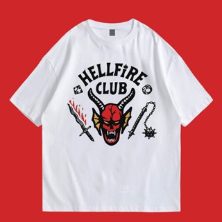 เสื้อคนอ้วน Tee บางน่ารัก(พร้อมส่ง) เสื้อ Hellfire stranger thingsผ้า Cotton 100 % เสื้อยืดชาย