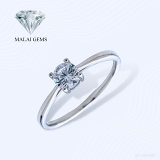 Malai Gems แหวนเพชร แหวนเพชรชู เงินแท้ 925 เคลือบทองคำขาว ประดับเพชรสวิส CZ รุ่น 071-2R15595 แถมกล่อง