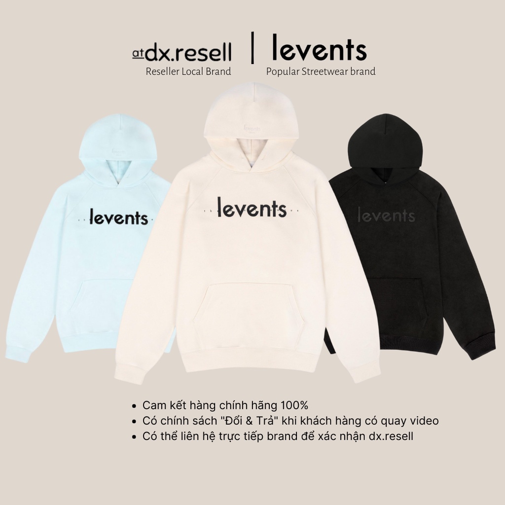 Levents Unisex dx.resell CAPSULE HOODIE (สีดํา, ครีม, สีฟ้าอ่อน)