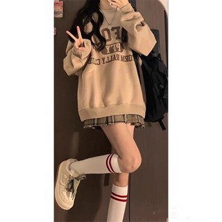 2022 autumn and winter new trendy brand brown sweater female student loose bf lazy style design niche jacket female