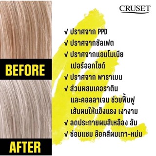 Cruset Anti Yellow Keratin Shampoo ครูเซ็ท แชมพูลดประกายเหลือง ให้ผมสีเทาซิลเวอร์ 300มล.