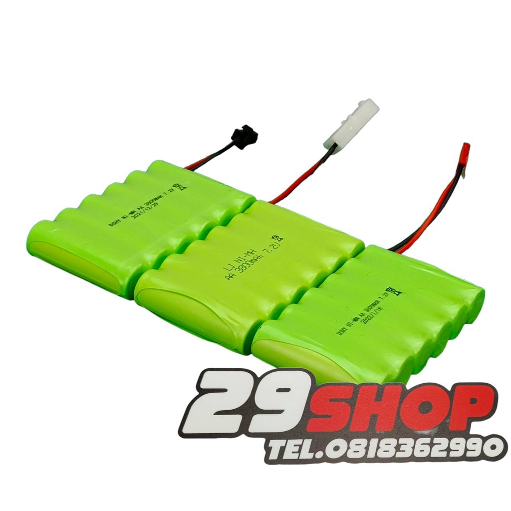 แบตรถบังคับ7.2v (ถ่านชาร์จ 7.2V.) Ni-MH 7.2v. 3800 mAh. มีปลั๊กให้เลือก 3 แบบ KET-2P (2รู)/JST(สีแดง