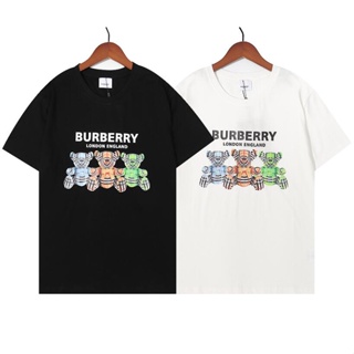 เสื้อสีขาว เสื้อครอปสายฝอ เสื้อโอเวอร์ไซ - Burberr แฟชั่นพิมพ์ผ้าฝ้าย Unisex เสื้อยืดแขนสั้น Tee