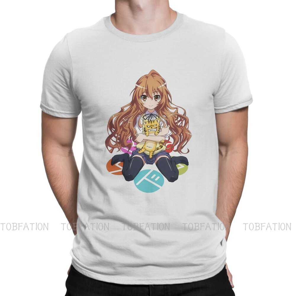 เสื้อยืดสีขาว - มังงะ Toradora เสือโกรธและสาว Tshirt เสื้อยืดกราฟิกขนาดใหญ่สบาย ๆ ร้อนขาย 100% ผ้าฝ