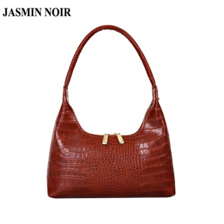 Jasmin NOIR กระเป๋าสะพายไหล่ กระเป๋าถือ ลายหนังจระเข้ เรียบง่าย สําหรับสตรี