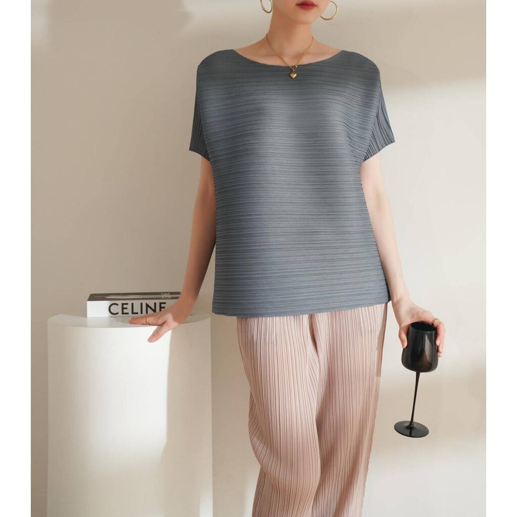 2MUAY รุ่น GJO2953 เสื้อผู้หญิง เสื้อพลีทคุณภาพ 13สี FREE SIZE BOAT NECK PLEATED TOP