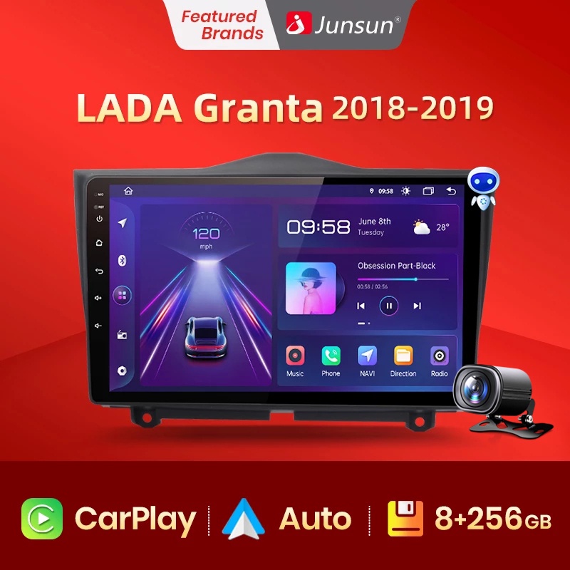 Junsun V1pro 8 256GB 2 din Android Auto Radio for LADA Granta 2018-2019 Car Radio Multimedia GPS Track Carplay 2 Din DVD