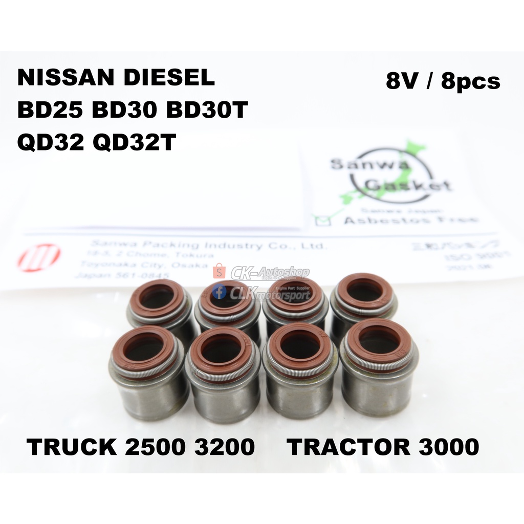 SANWA Japan Viton Valve Seal - Nissan Datsun BD25 BD30 BD30T QD32 QD32T รถบรรทุก 2500 3200 รถแทรกเตอ