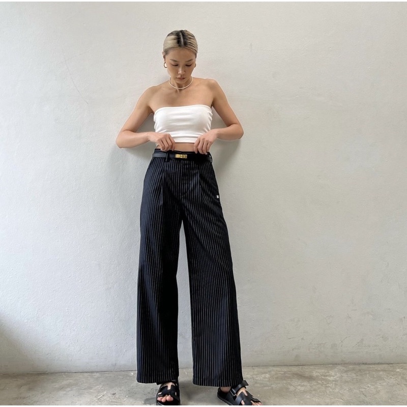 Essential Trouser in navy stripe แบรนด์ Aimerwoman