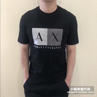 Tee เสื้อยืดชาย เสื้อยืดแขนสั้นพิมพ์ลายโลโก้ EMPORIO Armani / Armani AX สไตล์คลาสสิกสําหรับผู้ชายVlp