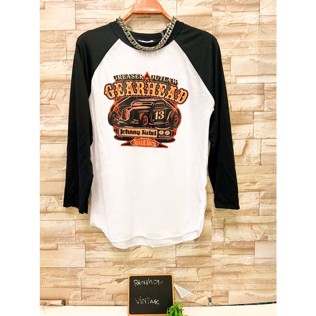 เสื้อแขนยาว เสื้อยืดทูโทนแฟชั่นสไตล์วินเทจ สกรีนลาย ทั้งชายและหญิง